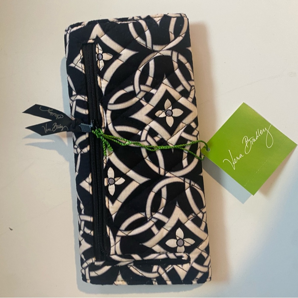 Vera Bradley, black-and-white geometric pattern, trifold, wallet, NWT